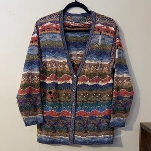 Colorful Icelandic Cottage Country Sweater